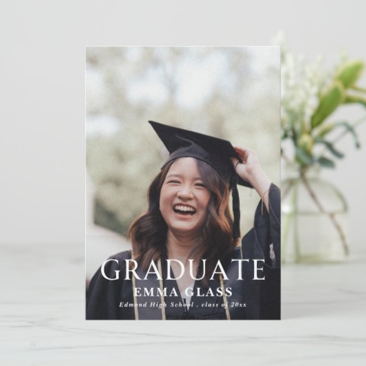 Moderne foto eindexamen aankondigingen (Staand voorkant)