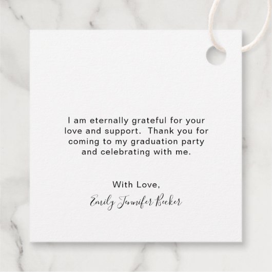 Moderne foto Elegant Afstuderen Bedankjes Labels (Achterkant)