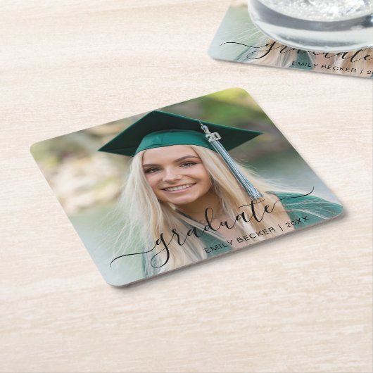 Moderne foto Elegant Afstuderen Kartonnen Onderzetters (Schuin)