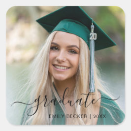 Moderne foto Elegant Afstuderen Vierkante Sticker
