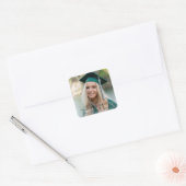 Moderne foto Elegant Afstuderen Vierkante Sticker (Envelop)
