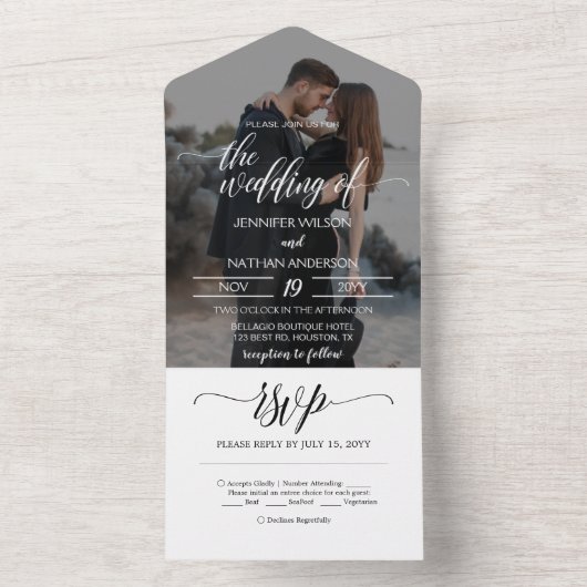 Moderne foto Elegant All In One Uitnodiging (Binnen)