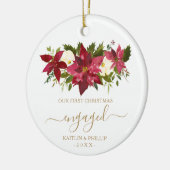 Moderne foto Elegant Onze eerste Kerstmis Betrokke Keramisch Ornament (Links)