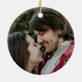 Moderne foto Elegant Onze eerste Kerstmis Betrokke Keramisch Ornament (Achterkant)