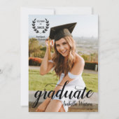 Moderne Foto Elegant Script Afstudeerder Party Kaart (Voorkant)