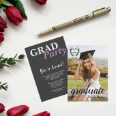 Moderne Foto Elegant Script Afstudeerder Party Kaart