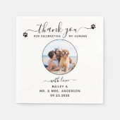 Moderne foto Elegant script Bedankt Pet Wedding Servet (Voorkant)