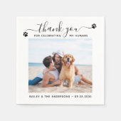 Moderne foto Elegant script Bedankt Pet Wedding Servet (Voorkant)
