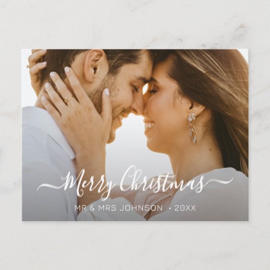 Moderne foto Elegant Script Kerststijlvol Feestdagenkaart (Voorkant)