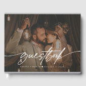 Moderne foto Elegant Script Monogram Bruiloft Gastenboek (Voorkant)