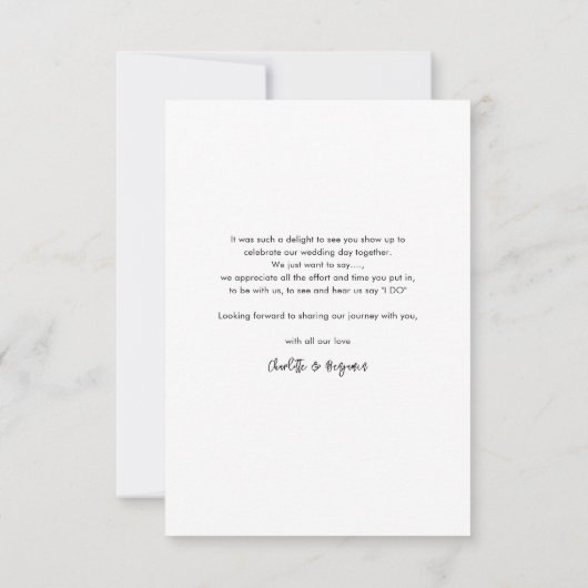 Moderne foto Elegant Script Wedding Bedankt Notitiekaartje (Achterkant)
