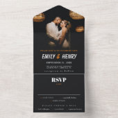 Moderne foto Elegant Stijlvol RSVP Zwart Bruiloft All In One Uitnodiging (Binnen)