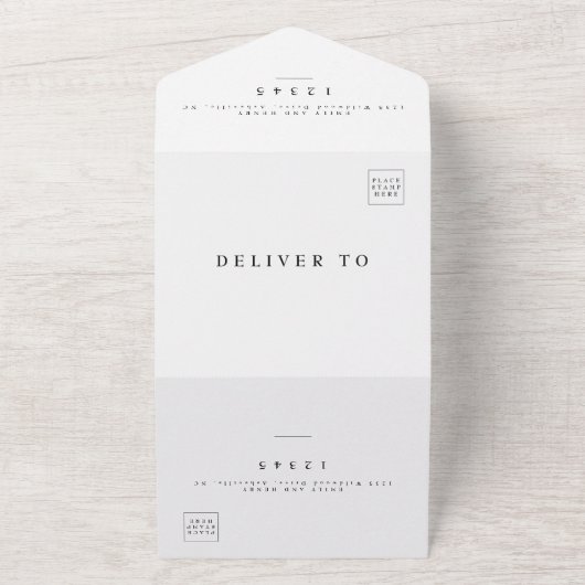 Moderne foto Elegant Stylish RSVP Wedding All In One Uitnodiging (Buitenkant)