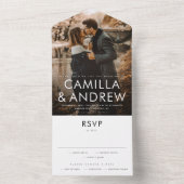 Moderne foto Elegant Stylish RSVP Wedding All In One Uitnodiging (Binnen)