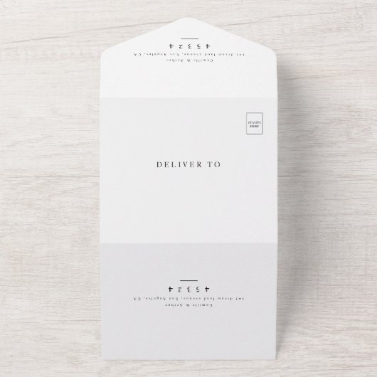 Moderne foto Elegant Stylish RSVP Wedding All In One Uitnodiging (Buitenkant)