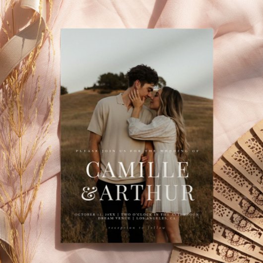 Moderne foto Elegant Stylish Wedding Kaart