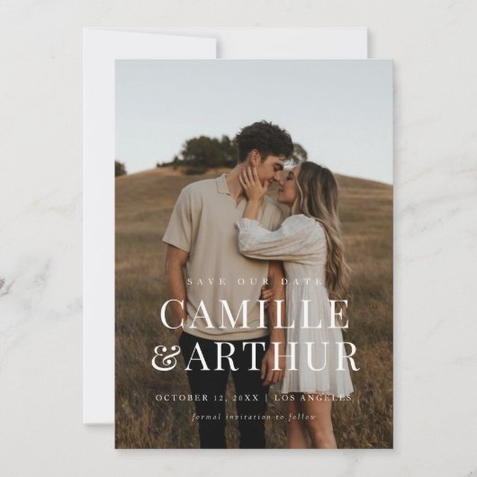 Moderne foto Elegant Stylish Wedding slaat de datu Kaart (Voorkant)