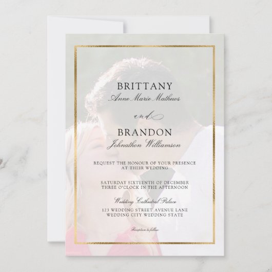 Moderne foto Elegant Wedding Kaart (Voorkant)