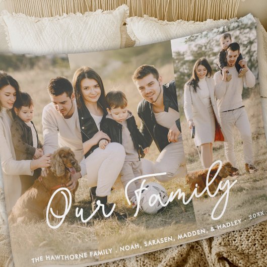 Moderne foto Elegante familie Script Collage Sherpa Deken