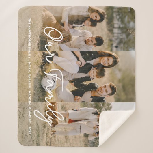 Moderne foto Elegante familie Script Collage Sherpa Deken (Voorkant)