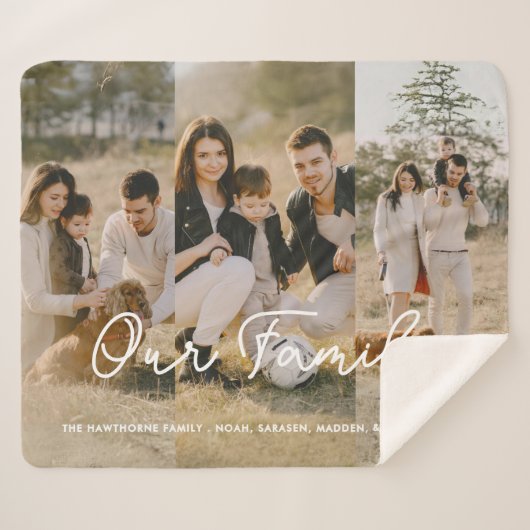 Moderne foto Elegante familie Script Collage Sherpa Deken (Voorkant (horizontaal))