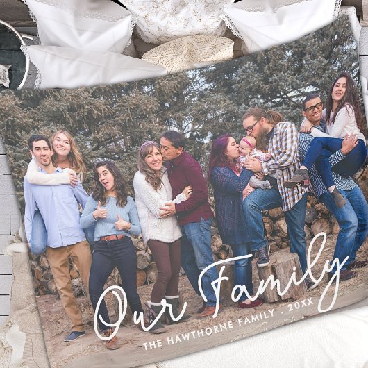 Moderne foto Elegante familie Script Typografie Te Fleece Deken