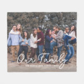 Moderne foto Elegante familie Script Typografie Te Fleece Deken (Voorkant (Horizontaal))