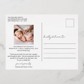Moderne foto Elegante Geboorteaankondiging Folie Uitnodiging Briefkaart (Achterkant)
