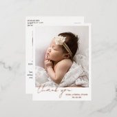 Moderne foto Elegante Geboorteaankondiging Folie Uitnodiging Briefkaart (Voorkant / Achterkant)