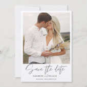 Moderne foto Elegante kalligrafie bruiloft Save The Date (Voorkant)