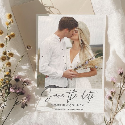 Moderne foto Elegante kalligrafie bruiloft Save The Date