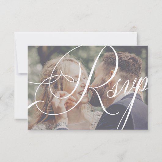 Moderne foto elegante kalligrafie script bruiloft RSVP kaartje (Voorkant)