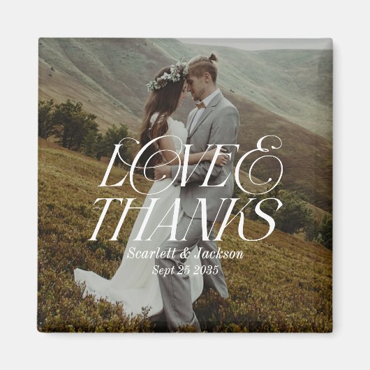 Moderne Foto Elegante Liefde en Dank Trouwdag Magneet (Voorkant)
