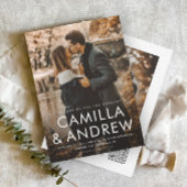 Moderne foto Elegante QR code Bruiloft Kaart