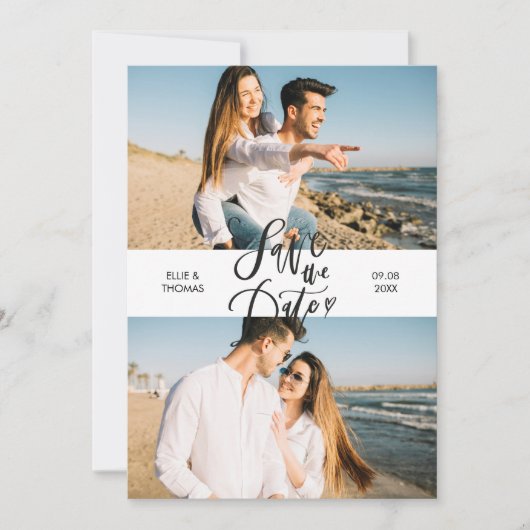 Moderne foto elegante script huwelijksaankondiging save the date (Voorkant)