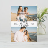 Moderne Foto Elegante Script Trouw Save The Date (Staand voorkant)