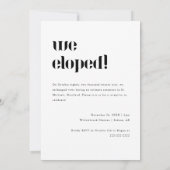 Moderne foto Elopement & Huwelijksreceptie Kaart (Achterkant)