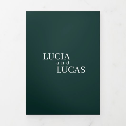 Moderne foto Emerald Green All-in-One bruiloft Drieluik Programma (Cover)