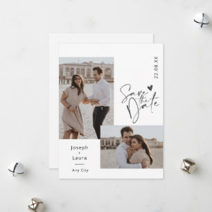 Moderne foto emotioneel beige zwart stijlvol feestdagenkaart