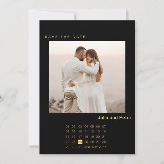 Moderne foto- en kalender Gold-opslag op datum Kaart (Voorkant)
