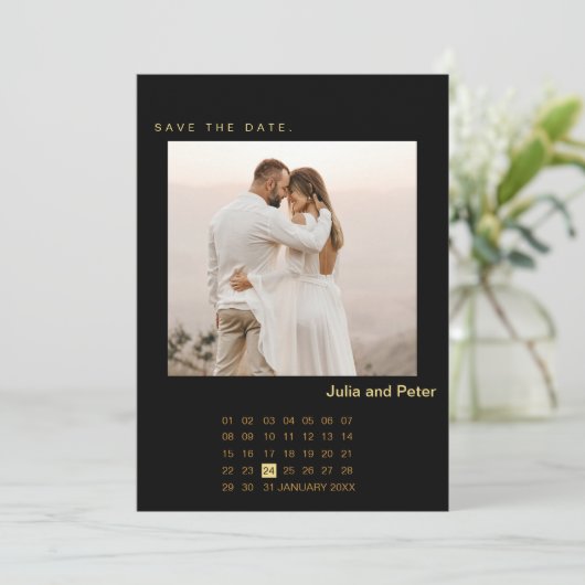 Moderne foto- en kalender Gold-opslag op datum Kaart (Staand voorkant)