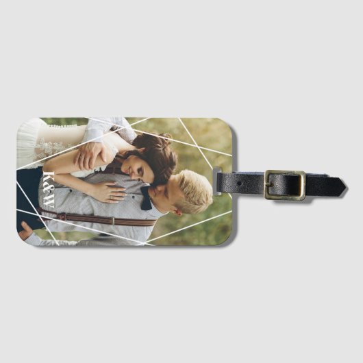 Moderne foto en monogram bagagelabel (Voorkant (horizontaal))