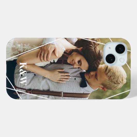 Moderne foto en monogram Case-Mate iPhone case (Achterkant (horizontaal))