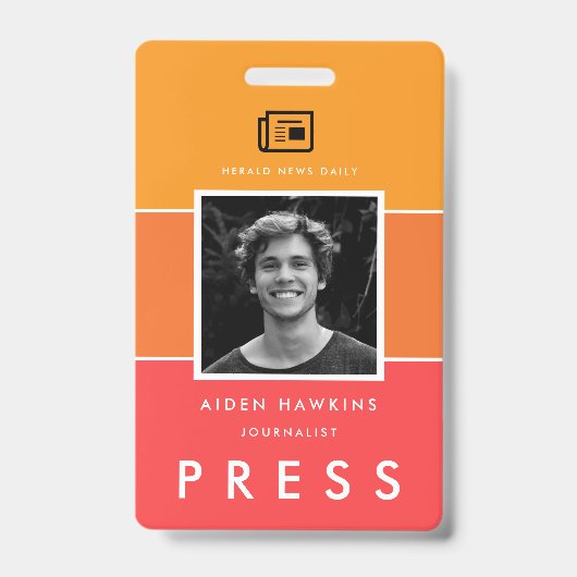 Moderne foto- en naam Pers-ID Badge (Voorzijde)