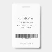 Moderne foto en naam Personeels ID Badge (Achterkant)