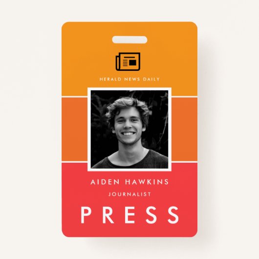 Moderne foto en naam Press ID Badge (Voorkant)