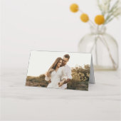 Moderne foto en overlay bruiloft plaatskaartje (Achterkant)