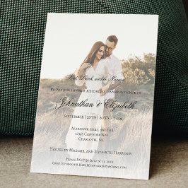 Moderne foto- en overlay bruiloftsrepetitie diner kaart