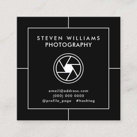 Moderne foto en video omlijst vierkante visitekaartje (Voorkant)