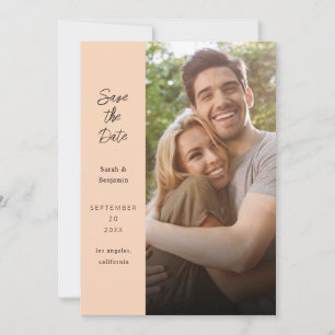 Moderne foto- en zijde save the date - perzik kaart